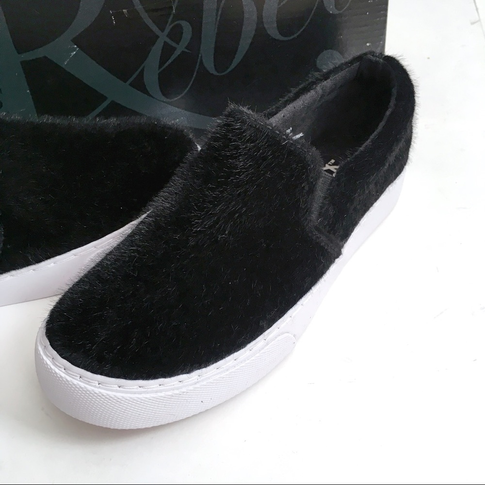 Modern Rebel black faux Pony hair slip on sneaks - Picture 2 of 8
