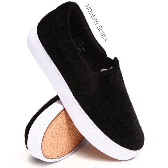 Modern Rebel black faux Pony hair slip on sneaks - Picture 7 of 8