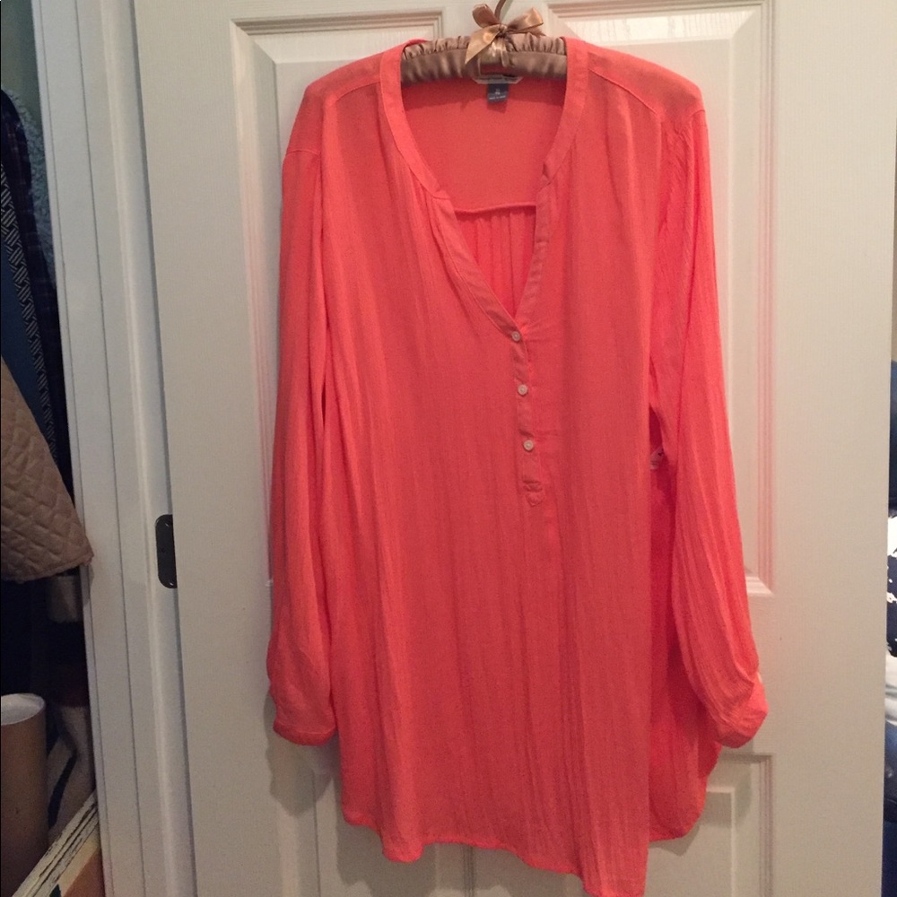 NWT Old Navy Coral Tropic Shirt XL Beachy Coverup