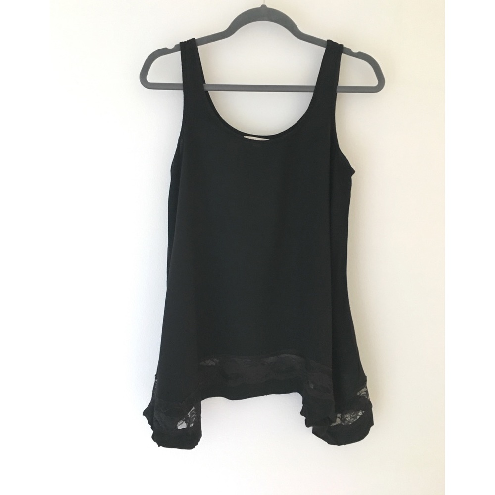 Socialite Nordstrom Lace-Trim Black Tank Top