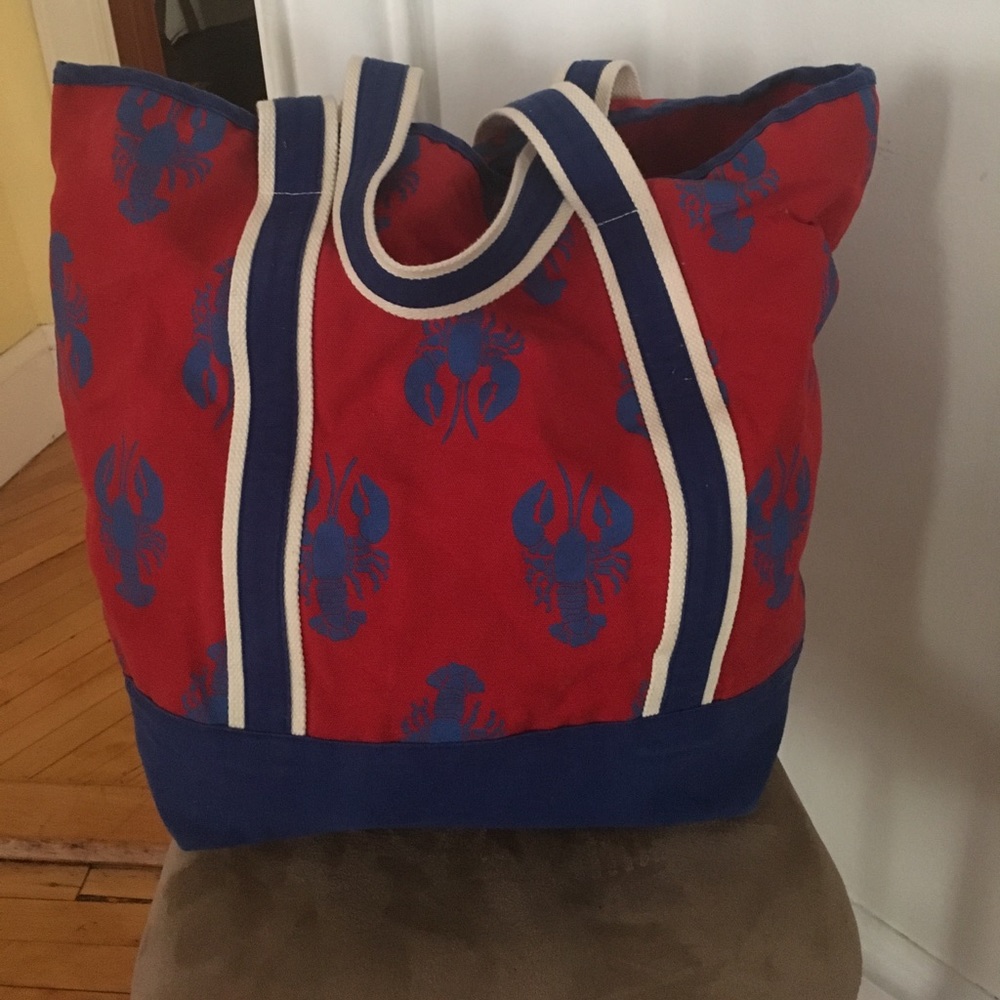 Red and blue lobster beach bag