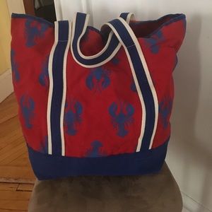 Red and blue lobster beach bag