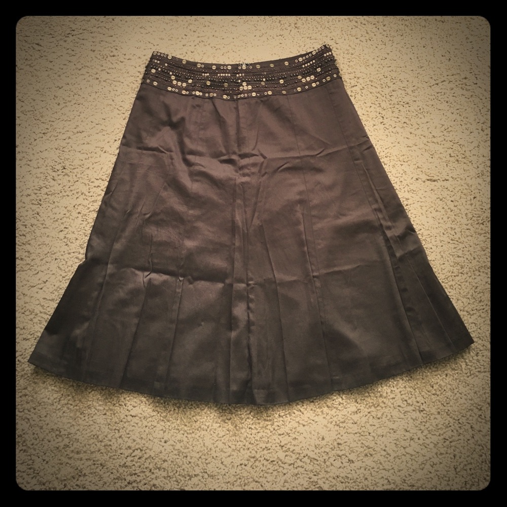 NWT Ann Taylor Beaded Skirt Espresso size 4