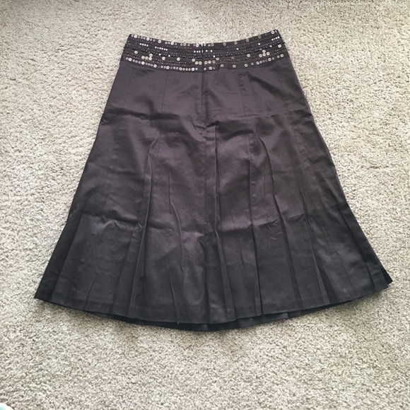 NWT Ann Taylor Beaded Skirt Espresso size 4 - Picture 2 of 6