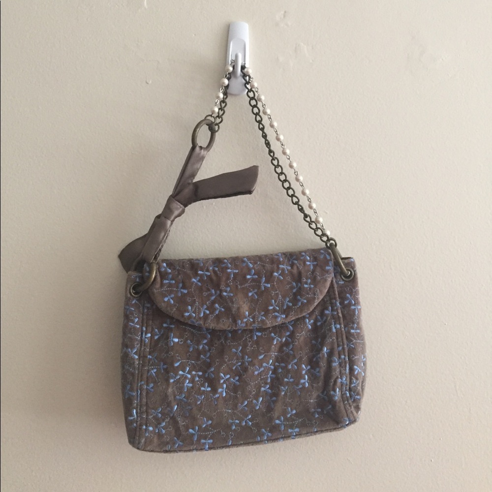 Brown and blue Gap shoulder bag. Velvet material