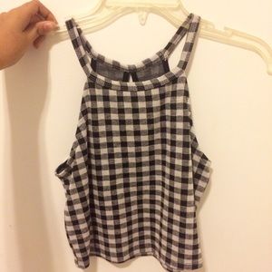 BLACK AND WHITE HALTER TOP