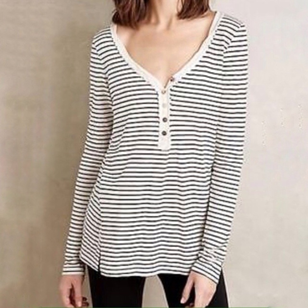 Anthropologie t.la Long Sleeve Striped Henley