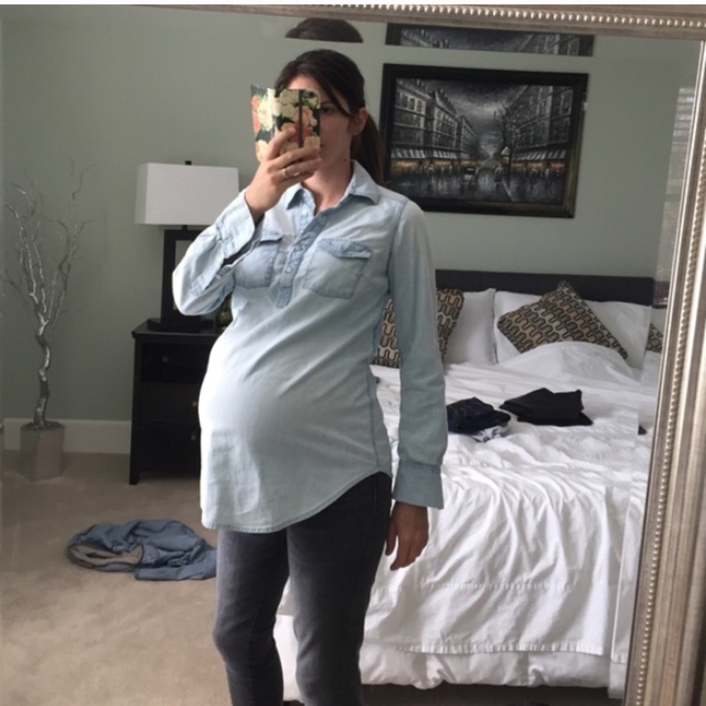 Maternity chambray top
