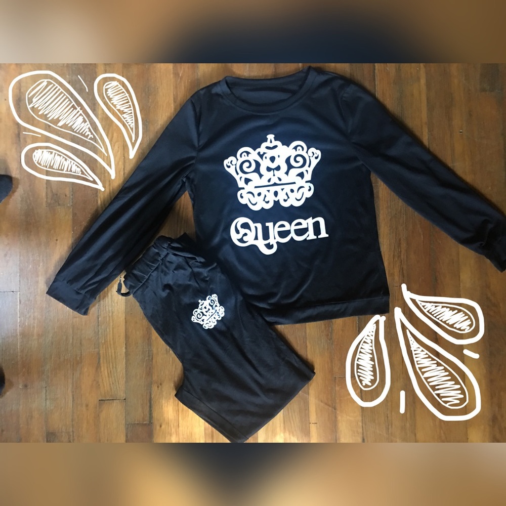 Black Long Sleeve 'Queen' Top