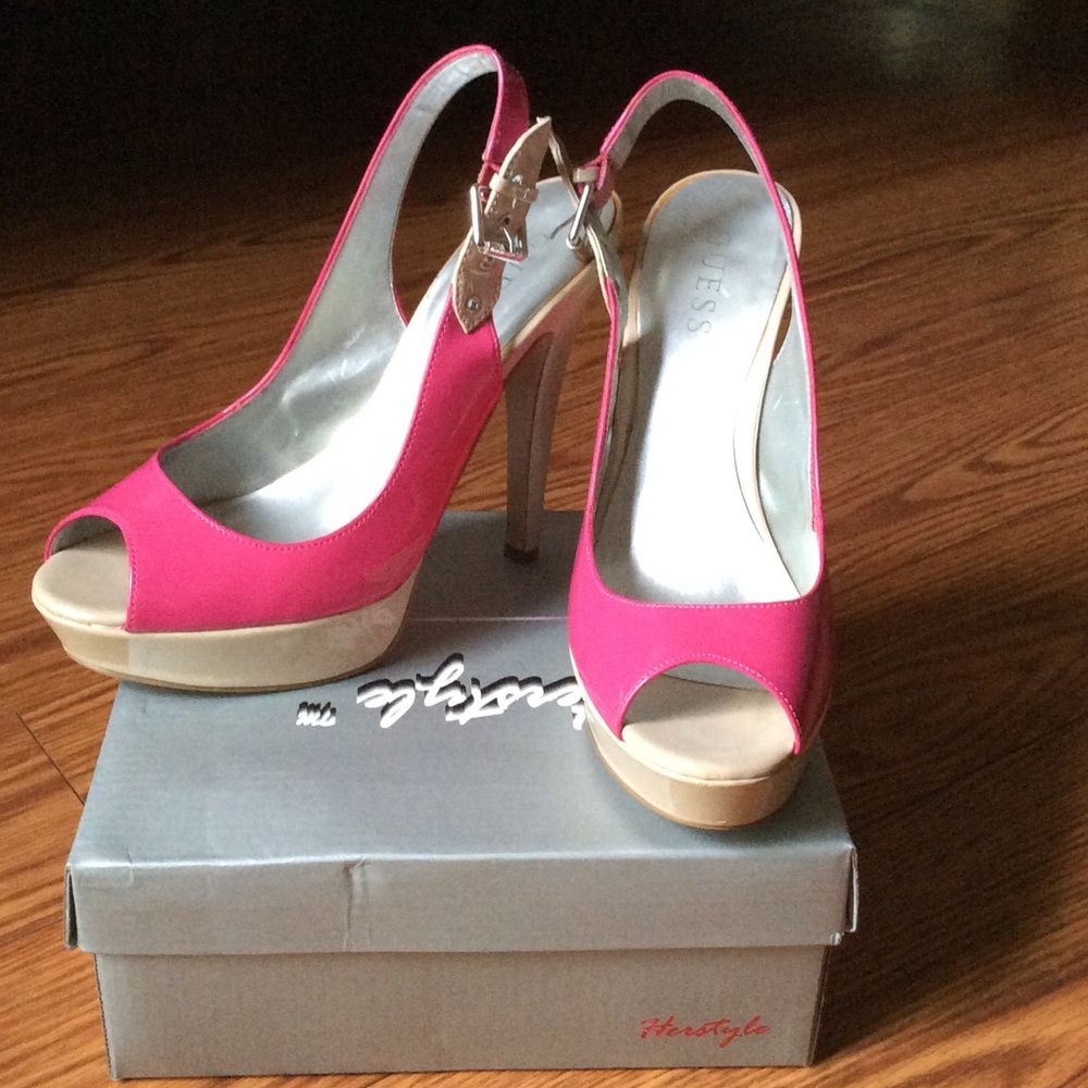 HOT PINK Guess Buckle Heels