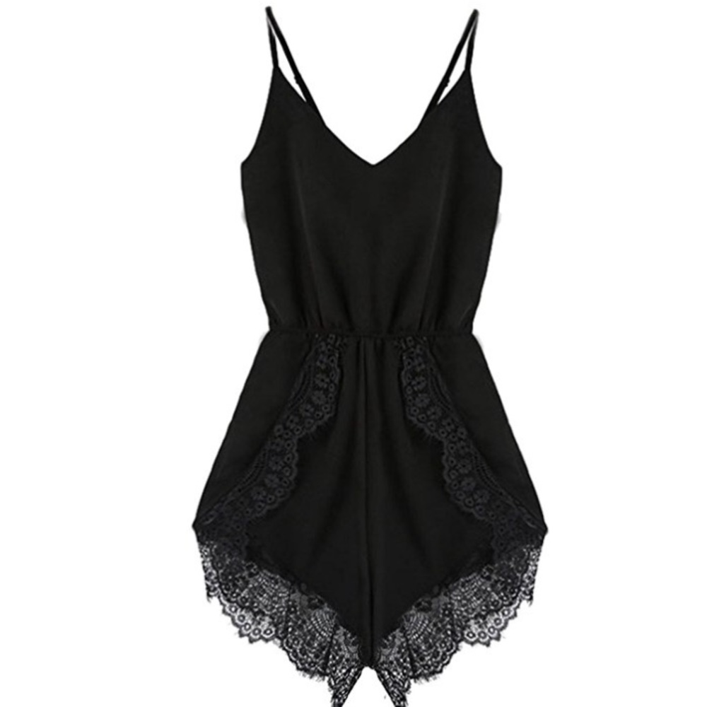 **SALE**Black Lace Chiffon Romper