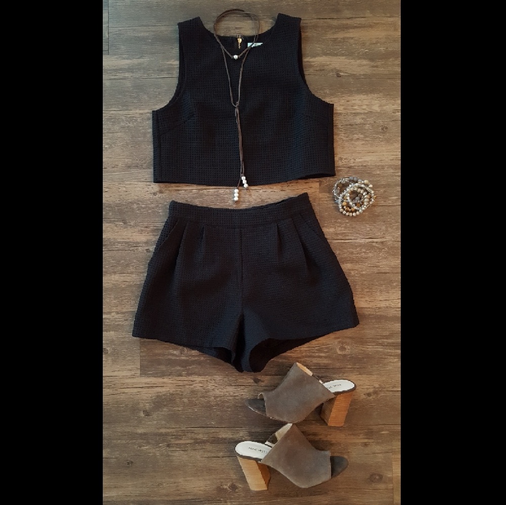 She + Sky black structured two piece set
