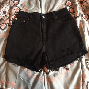 levi's vintage high waist shorts black denim