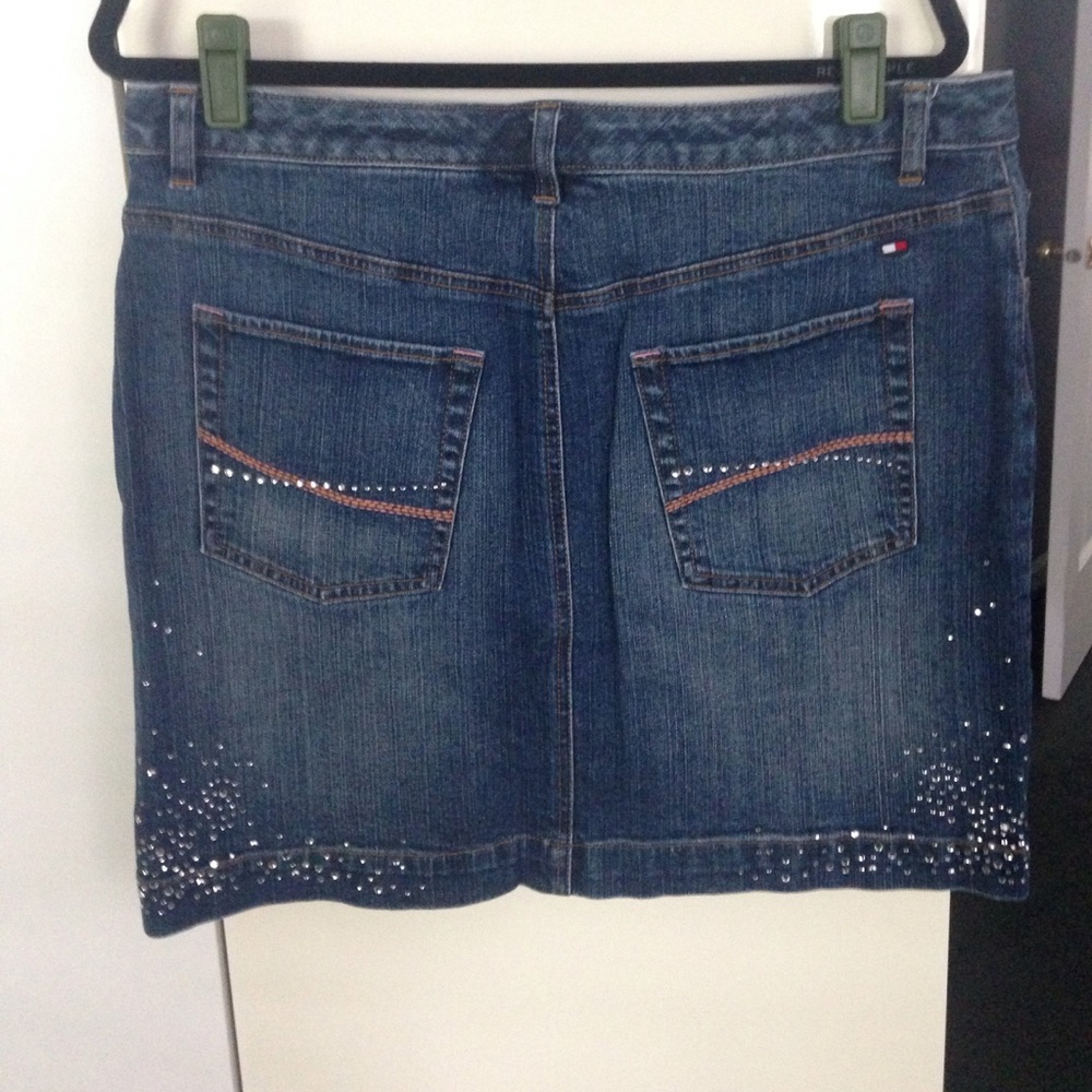TOMMY HILFIGER CRYSTAL SPRINKLED DENIM SKIRT