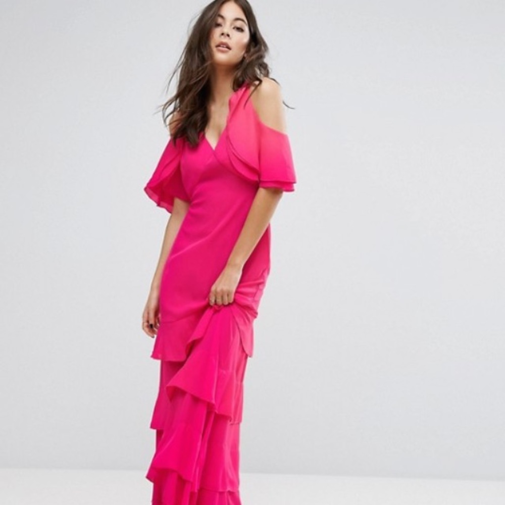 Frill cold shoulder maxi dress NEW