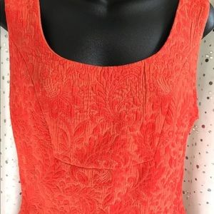 Anthropologie Orange Brocade Dress Sz 8 EUC