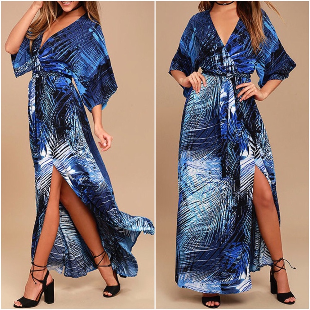 Lulu's "Sign of the Times" Blue Maxi Dress