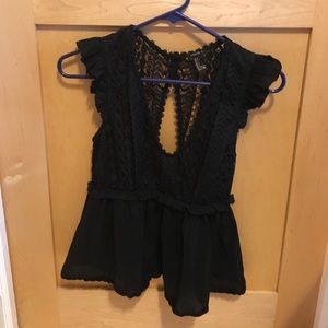 Black lace blouse.