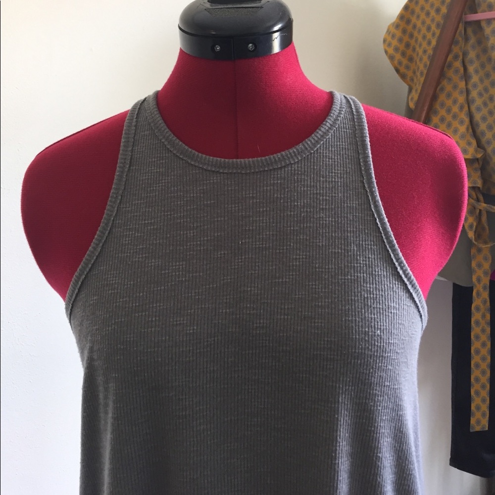 FREE PEOPLE ribbed racerback tank in slate grey