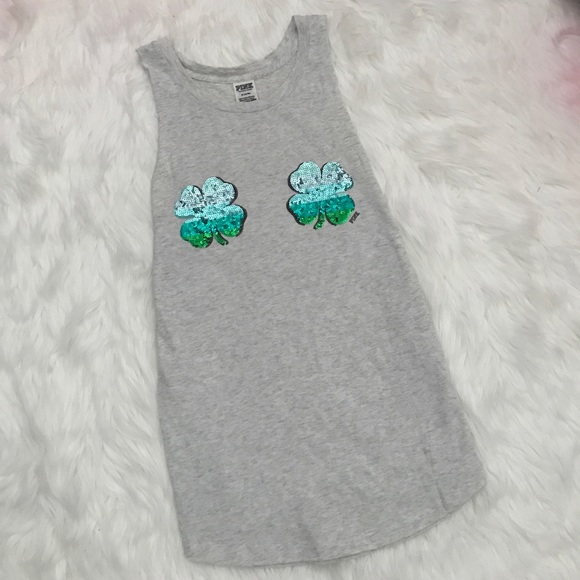 NWT VS PINK BLING Four leaf clover Tank - Picture 1 of 6