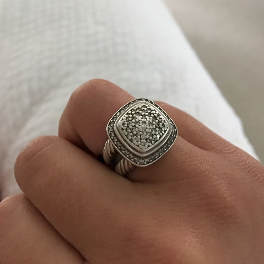 David Yurman statement ring with pave diamonds