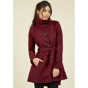 Steve Madden Coat Cranberry Tie Peplum L