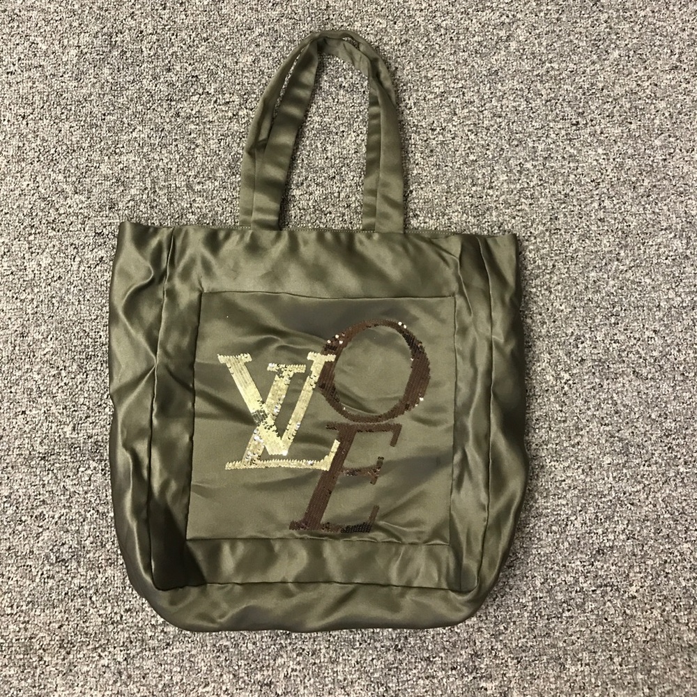 Louis Vuitton "That's Love" Khaki Satin Tote Bag