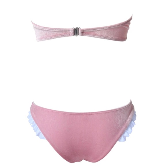 velvet bow bandeau pink adorable bikini - Picture 5 of 6