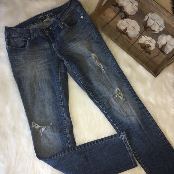 Decree Denim - Decree Distressed Denim Low Rise Skinny Jeans Sz 9