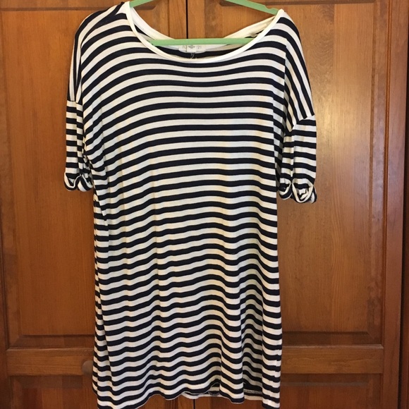 Stripped T-Shirt Dress - Picture 1 of 3