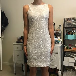 White sequin sleeveless dress size small.
