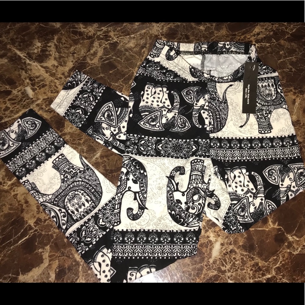 Elephant Print Full Length Leggings Ultra Soft NWT - Picture 3 of 8