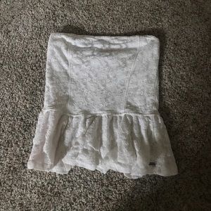 white lace strapless top