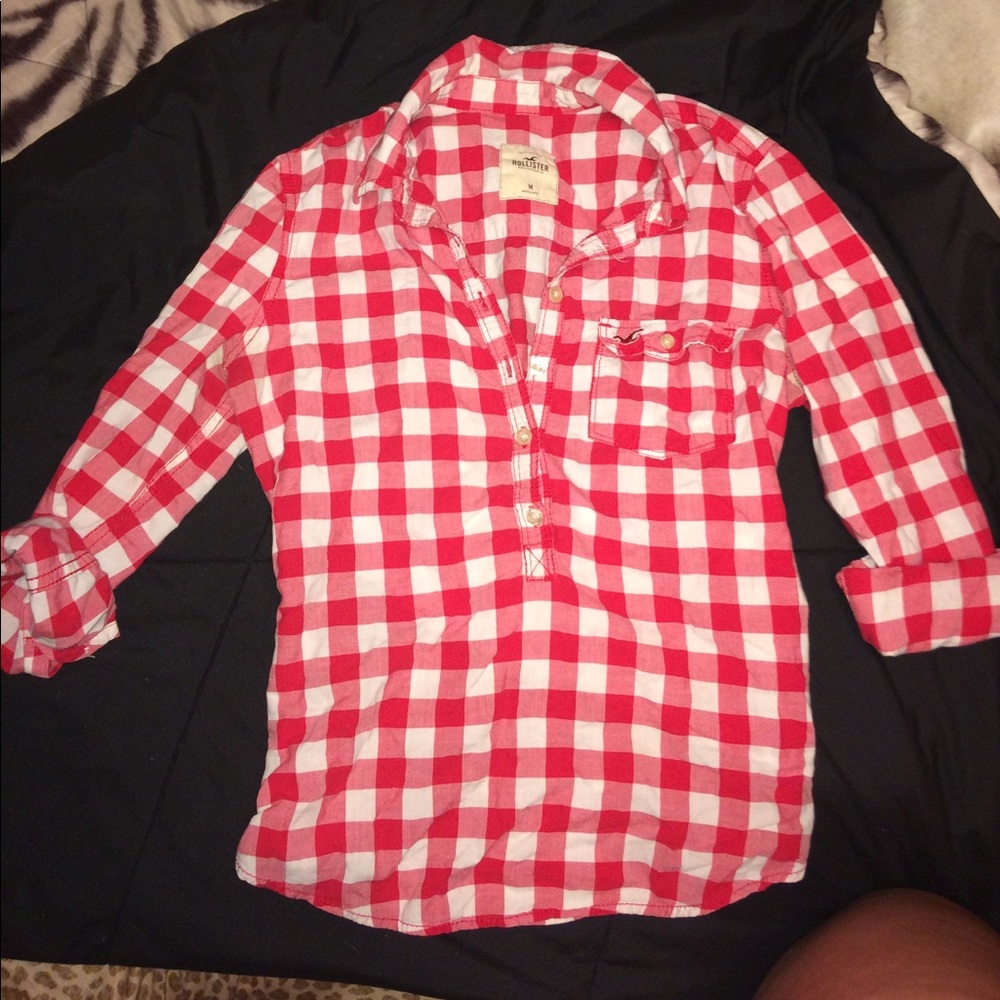 Hollister plaid half button up