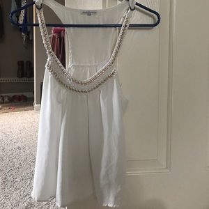 white tank top with decorative neckline