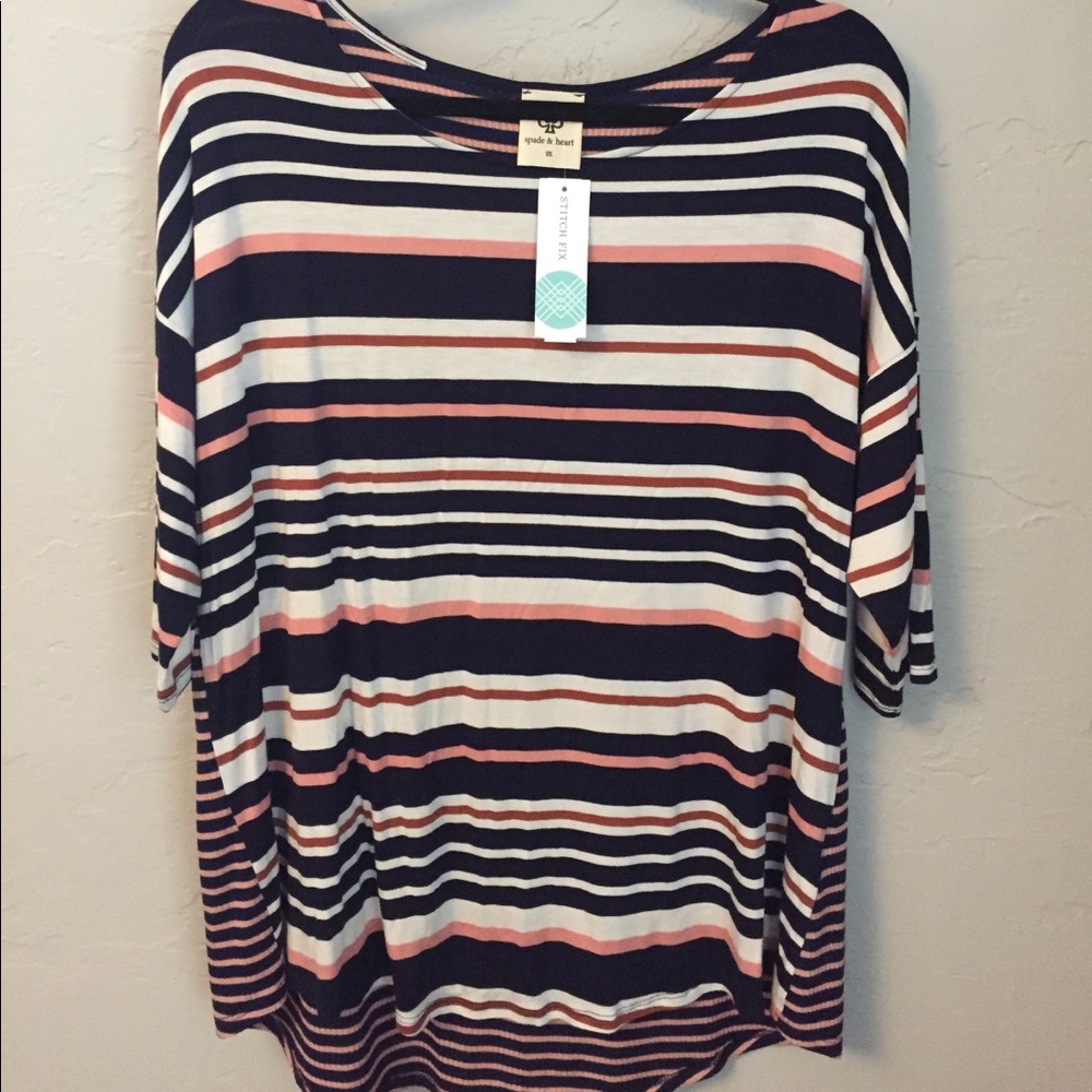 spade & heart striped shirt.