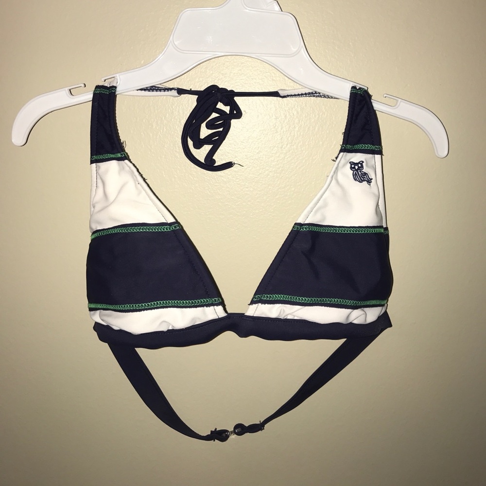 Striped navy bikini top