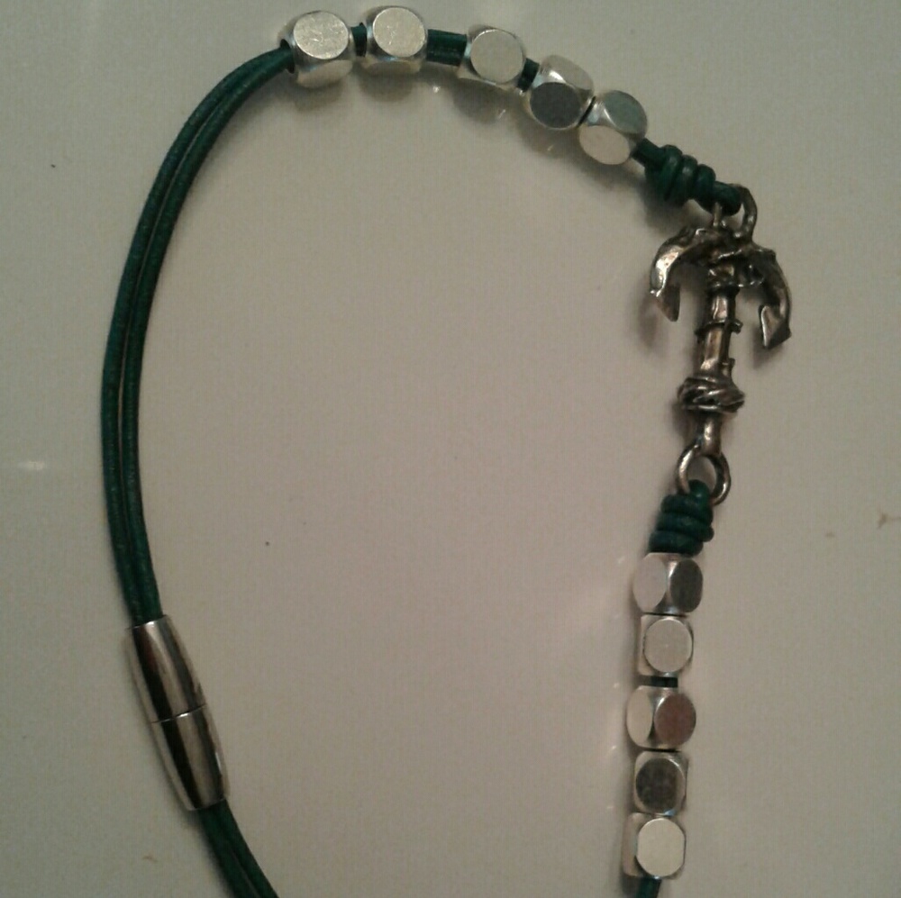 NEW delicate dark aqua leather bracelet