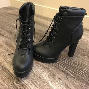 Black combat boots