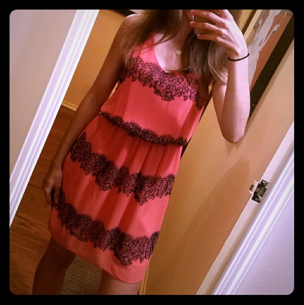 Orange Summer Dress with Navy Blue Detailing