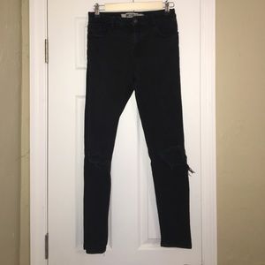 Distressed black jeans