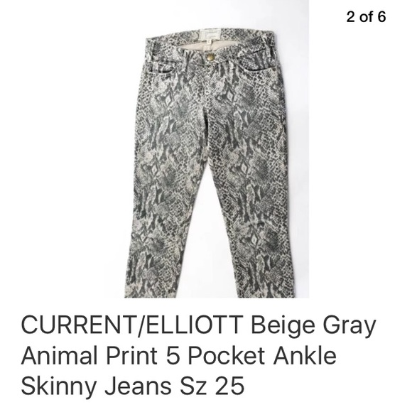 CURRENT/ELLIOTT PYTHON PRINT  SKINNY JEANS SZ 25 - Picture 2 of 7