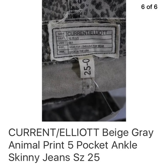 CURRENT/ELLIOTT PYTHON PRINT  SKINNY JEANS SZ 25 - Picture 4 of 7