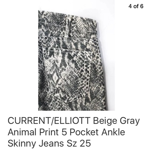 CURRENT/ELLIOTT PYTHON PRINT  SKINNY JEANS SZ 25 - Picture 6 of 7