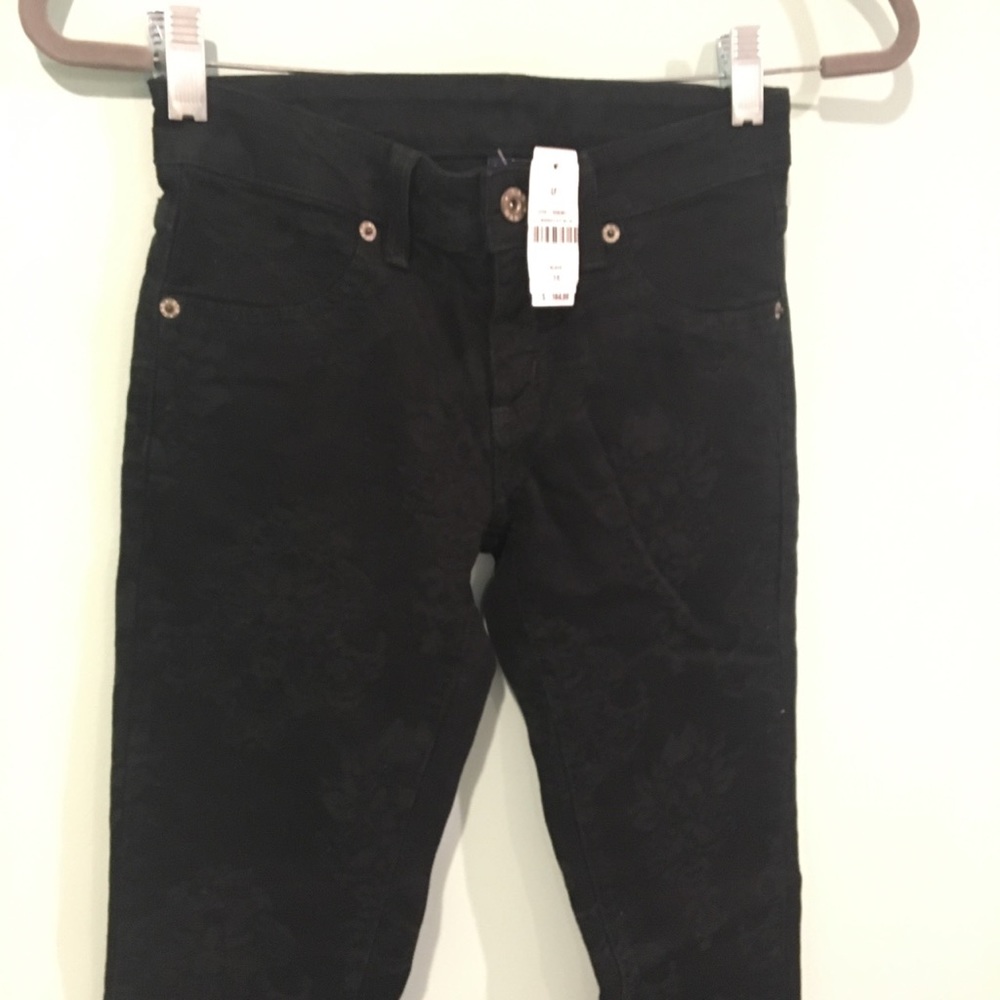 LF Carmar denim and velvet paisley black jeans
