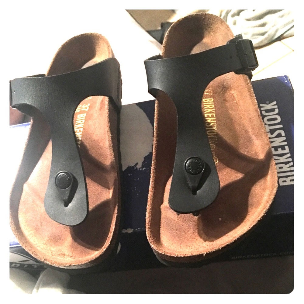 Birkenstock sandals black leather size 37-6-6.5 us