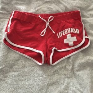 Red lifeguard shorts