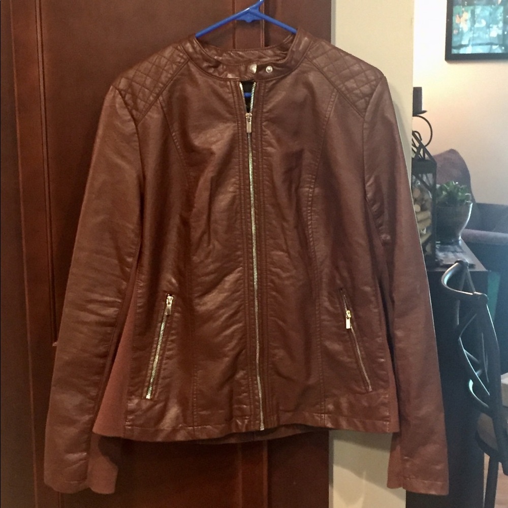 Brown Leather-look jacket, L