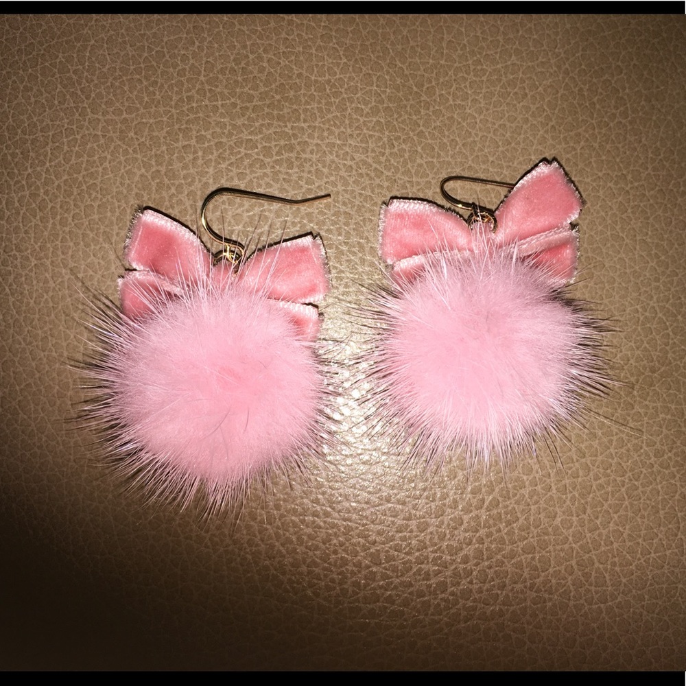 Pink mink earring