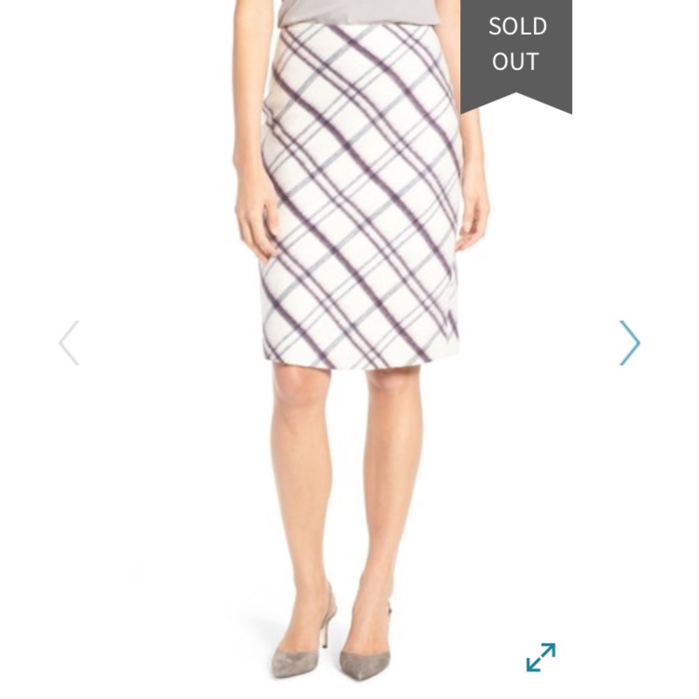 NWOT Emerson Rose plaid wool pencil skirt